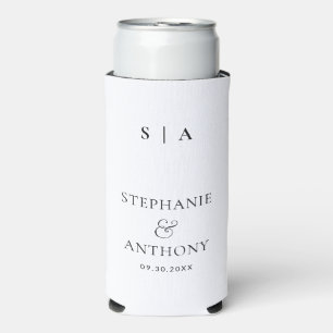 Moderne Minimal-Monogramm-Schwarz-Weiß-Hochzeit Selters Dosenkühler