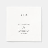 Moderne Minimal-Monogramm-Schwarz-Weiß-Hochzeit Serviette (Vorderseite)