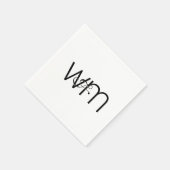 Moderne Minimal-Monogramm-Schwarz-Weiß-Hochzeit Serviette (Ecke)