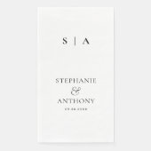 Moderne Minimal-Monogramm-Schwarz-Weiß-Hochzeit Serviette (Vorderseite)