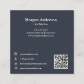 Moderne Minimal-Monogramm- und Metal-Polygonkohle Quadratische Visitenkarte (Rückseite)