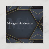 Moderne Minimal-Monogramm- und Metal-Polygonkohle Quadratische Visitenkarte (Vorderseite)