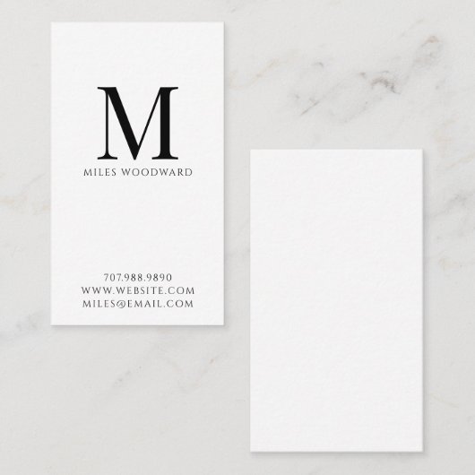 Moderne Minimal-Monogramm-Vertikal Visitenkarte (Vorne/Hinten)