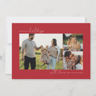 Moderne Minimal Multi Foto Holiday Foto Cards Feiertagskarte