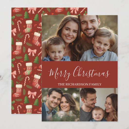 Moderne Minimal Multi-Foto Weihnachten (Vorne/Hinten)