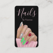 Moderne Minimal Nageldesign QR-Code Chic Visitenkarte (Vorderseite)