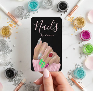 Moderne Minimal Nageldesign QR-Code Chic Visitenkarte