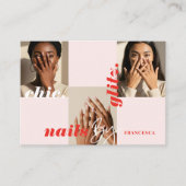 Moderne Minimal Nail Salon Business Foto Collage Visitenkarte (Vorderseite)