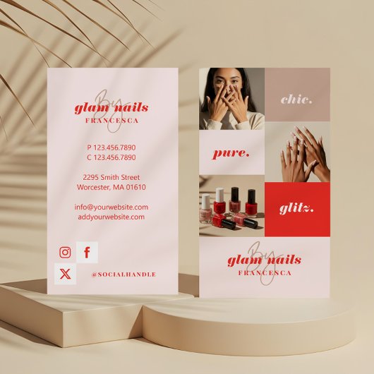Moderne Minimal Nail Salon Business Foto Collage Visitenkarte