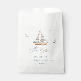 Moderne Minimal Nautical Sailboat Babydusche Geschenktütchen