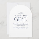 Moderne Minimal Navy Arch Foto Grad Ankündigung (Rückseite)