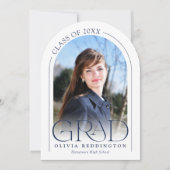 Moderne Minimal Navy Arch Foto Grad Ankündigung (Vorderseite)