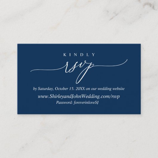 Moderne Minimal Navy Blue Calligraphy, Online UAWG Begleitkarte (Vorderseite)