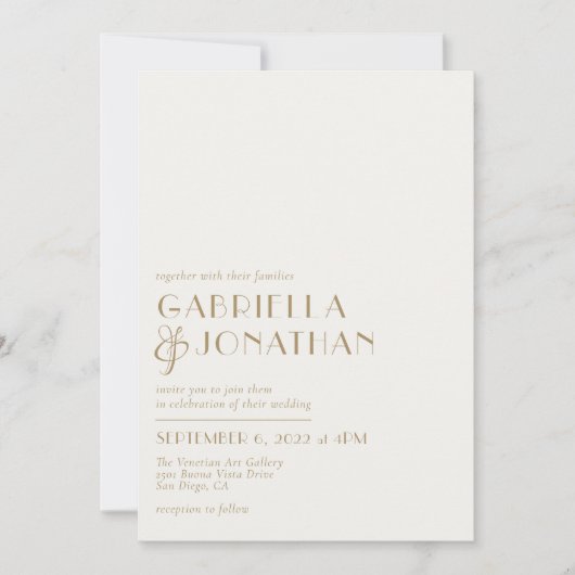 Moderne Minimal Navy Blue Gold Einladung (Vorderseite)