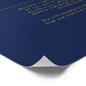 Moderne Minimal Navy Blue Gold Unplugged Zeremonie Poster (Ecke)