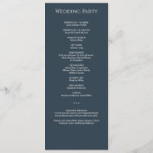 Moderne Minimal Navy Blue Hochzeit Programm (Rückseite)