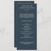 Moderne Minimal Navy Blue Hochzeit Programm (Vorne/Hinten)