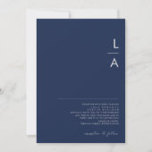 Moderne Minimal Navy Blue Silver Monogram Wedding Einladung (Vorderseite)