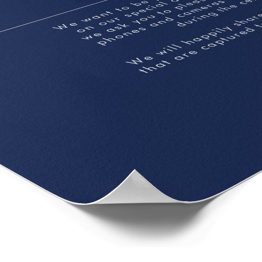 Moderne Minimal Navy Blue Silver Unplugged Zeremon Poster (Ecke)