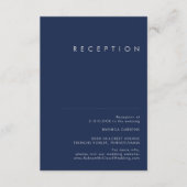 Moderne Minimal Navy Blue Silver Wedding Rezeption Begleitkarte (Vorderseite)