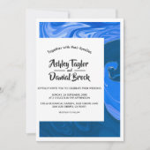 Moderne Minimal Navy Blue Waves Abstrakt Hochzeit Einladung (Vorderseite)