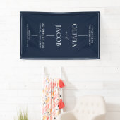 Moderne Minimal Navy Blue Wedding Willkommen Banner (Insitu)