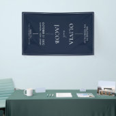 Moderne Minimal Navy Blue Wedding Willkommen Banner (Messeveranstaltung)