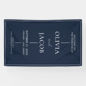 Moderne Minimal Navy Blue Wedding Willkommen Banner (Horizontal)