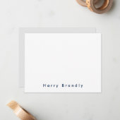 Moderne Minimal Navy Blue White Note Card Mitteilungskarte (Vorderseite/Rückseite Beispiel)