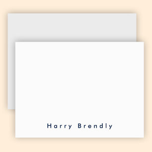 Moderne Minimal Navy Blue White Note Card Mitteilungskarte