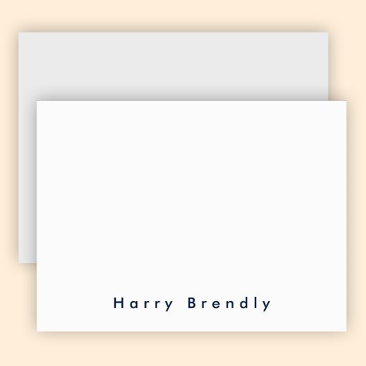 Moderne Minimal Navy Blue White Note Card Mitteilungskarte