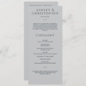 Moderne Minimal Navy & Gray Hochzeit Zeremonie Programm (Vorne/Hinten)