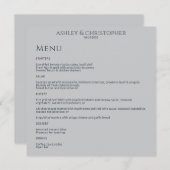 Moderne Minimal Navy & Gray Hochzeitsempfehlung Menükarte (Vorne/Hinten)