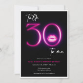 Moderne Minimal Neon Pink Lips sprechen 30 Geburts Einladung (Vorderseite)