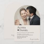 Moderne Minimal-Neutral-Foto-QR-Kodierung Einladung (Vorne/Hinten)