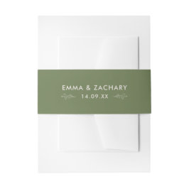 Moderne Minimal Olive Green Wedding Einladungsbanderole