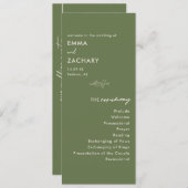 Moderne Minimal Olive Green Wedding Programm (Vorne/Hinten)