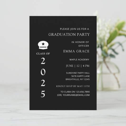 Moderne Minimal-Party für Polizeibeamte Einladung (Stehend Vorderseite)