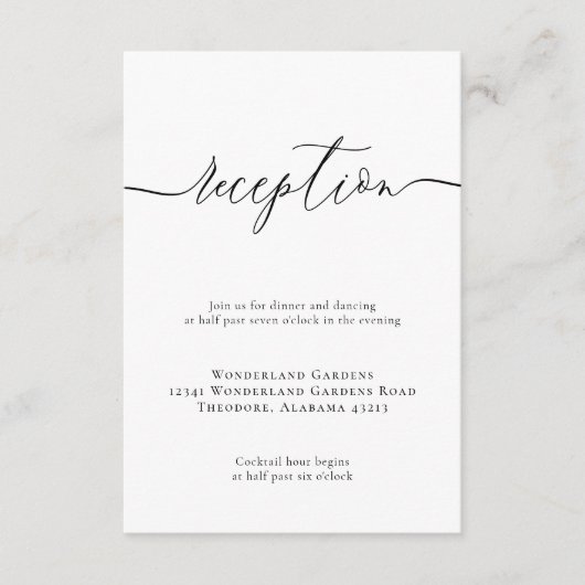 Moderne Minimal Party Hochzeitsempfehlung Begleitkarte (Vorderseite)