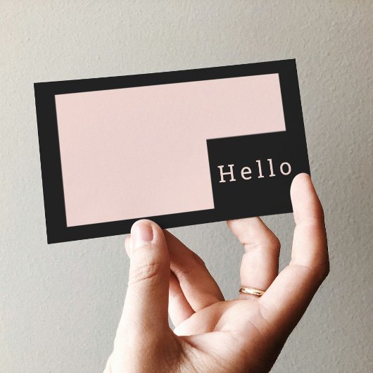 Moderne Minimal Pastel Pink & Black Hello Business Visitenkarte