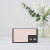 Moderne Minimal Pastel Pink & Black Hello Business Visitenkarte (Stehend Vorderseite)
