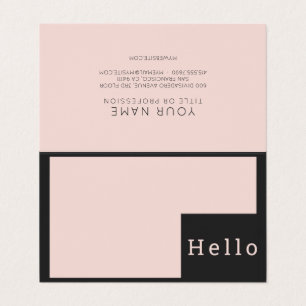 Moderne Minimal Pastel Pink & Black Hello Business Visitenkarten