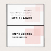 Moderne Minimal Pastel Pink Square Business Cards Visitenkarten (Außenseite Aufgefaltet)