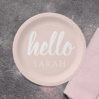 Moderne Minimal Pastellrosa Hallo Und Dein Name