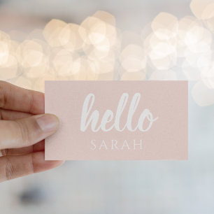 Moderne Minimal Pastellrosa Hallo Und Dein Name Visitenkarte