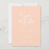 Moderne Minimal Peach Script Foto Wedding Rettete  Save The Date (Vorderseite)