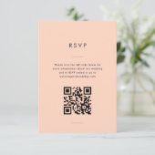 Moderne Minimal Peach Script Hochzeit RSVP Karte (Stehend Vorderseite)