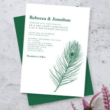 Moderne Minimal Peacock Feather Green Wedding