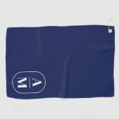 Moderne Minimal Pill Monogram - Navy Blue Golfhandtuch (Horizontal)
