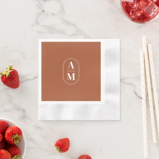 Moderne Minimal Pill Monogram - Terra Cotta Serviette (Beispiel)